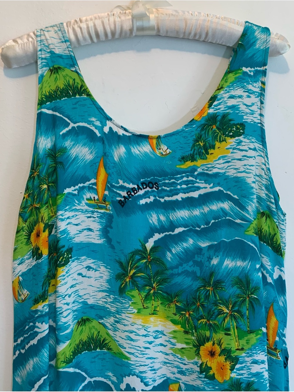 Hawaiian Dress Fringe Hem Large - Picture 3 of 8
